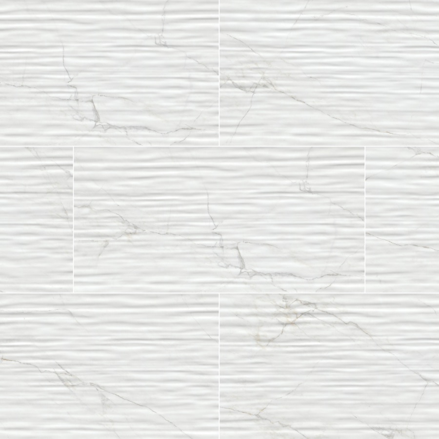Dymo Calacatta Stripe White ceramic tile — MSI