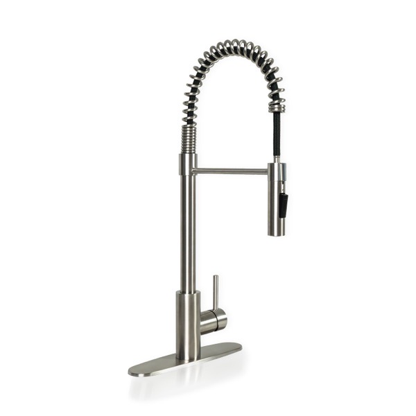 1-Handle Pull-Down Sprayer Kitchen with Deckplate Brushed Nickel — MSI Surfaces faucet