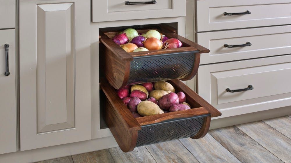 Wood/Stainless Steel Produce Pullout Baskets 4SSB — by Rev-a-Shelf