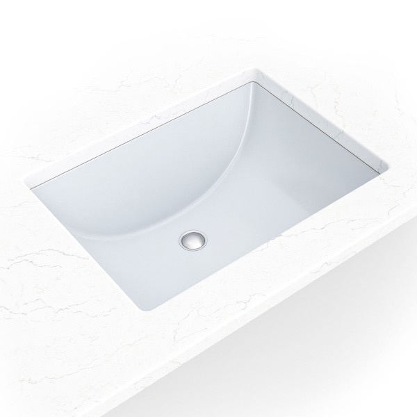 White Rectangle 2015 sink — MSI Surfaces at WoodArt Cabinets San Antonio