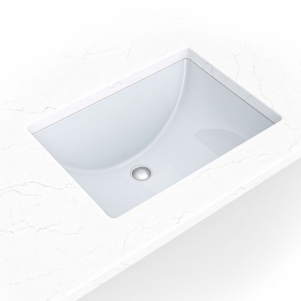 White Rectangle 1813 sink — MSI Surfaces at WoodArt Cabinets San Antonio