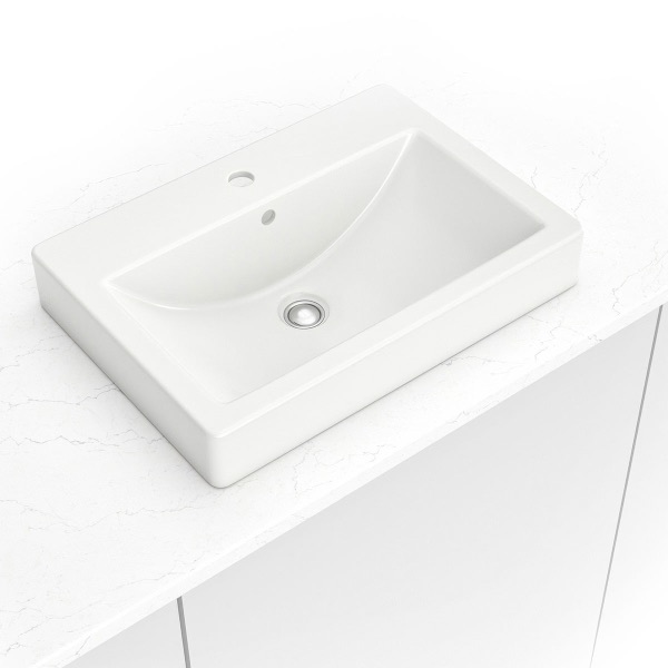 Overmount White Rectangle 2417 sink — MSI Surfaces at WoodArt Cabinets San Antonio