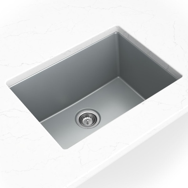 Gray Quartz Single Bowl 2418 sink — MSI Surfaces at WoodArt Cabinets San Antonio