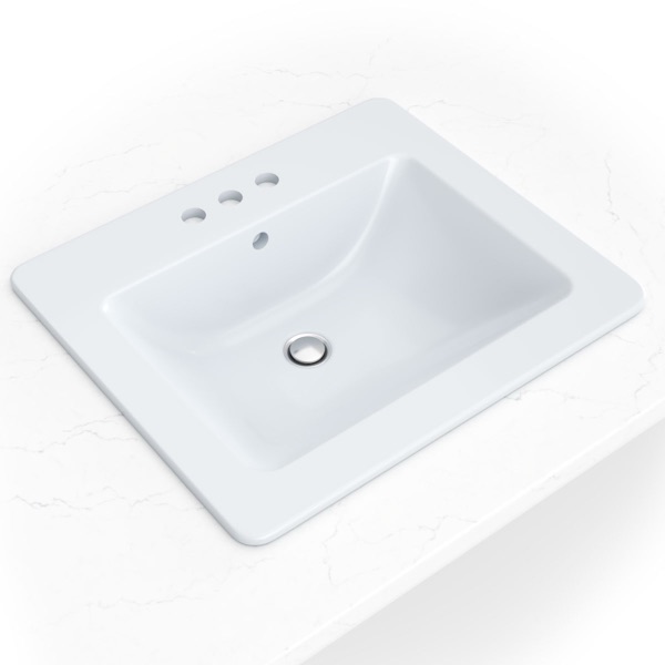Overmount White Rectangle 2118 sink — MSI Surfaces at WoodArt Cabinets San Antonio